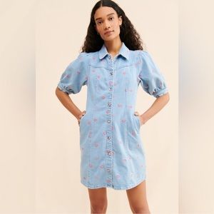 Cras Blue Patti Denim Mini Dress Size 42 EU XL